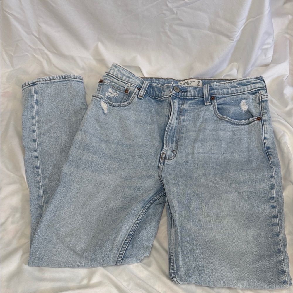 Abercrombie Curve Love Light Blue Distressed Jeans
